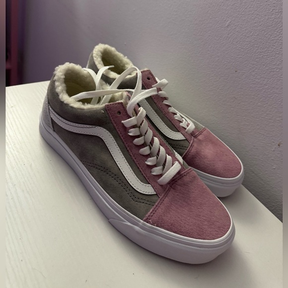 Unworn Vans Old Skool Suede Sherpa Pink Grey - Picture 9 of 16